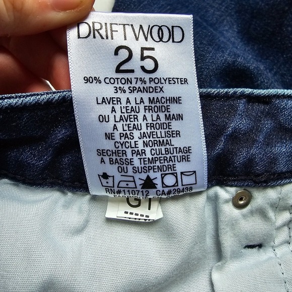 Driftwood Colette Jeans Womens 25 Blue Embroidered Floral Hems Dark Wash Stretch - Picture 8 of 14